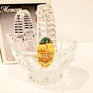 Lead Crystal Basket Made in Germany Writing Memory Brand 3.5” NIB